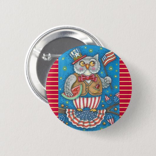 4. JULI-HOOT OWL, VOGELSCHALTFLÄCHE BUTTON (Vorne & Hinten)
