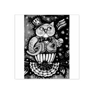 4. JULI HOOT OWL, VOR-RUBBER-BRIEFMARKE GUMMISTEMPEL