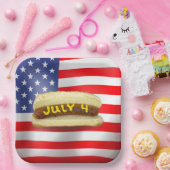 4. Juli Hot Dog auf amerikanischer Flagge Pappteller (Party)
