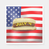 4. Juli Hot Dog auf amerikanischer Flagge Serviette (Vorderseite)