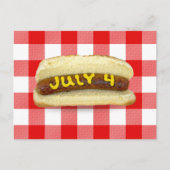 4. Juli Hot Dog auf Buffalo Kariert Postkarte (Vorderseite)