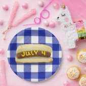 4. Juli Hot Dog auf Buffalo Karierte Papierplatte Pappteller (Party)
