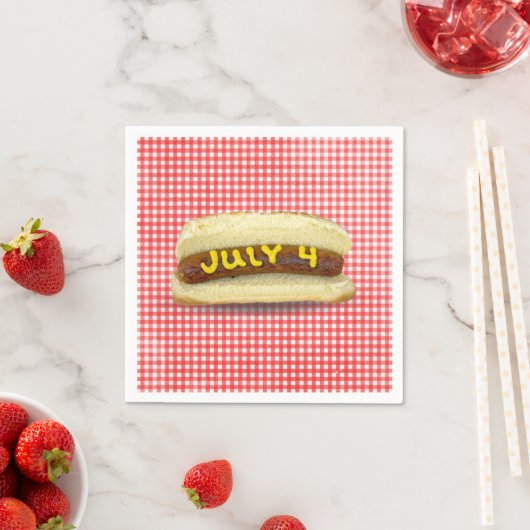 4. Juli Hot Dog auf Gingham Serviette (Beispiel)