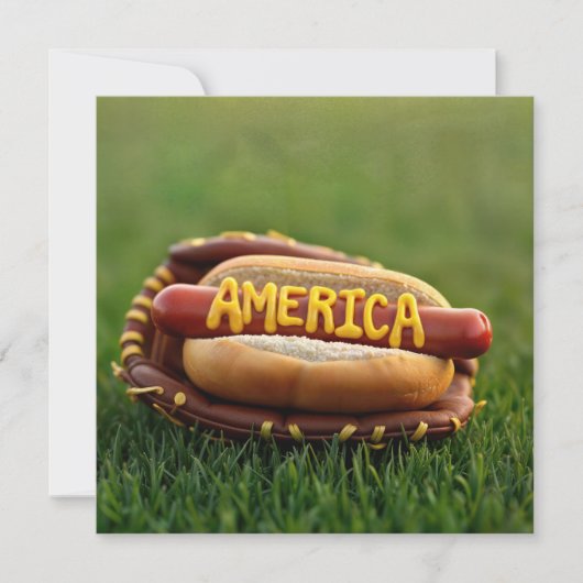 4. Juli Hot Dog im Baseball Handschuh Einladung (Vorderseite)
