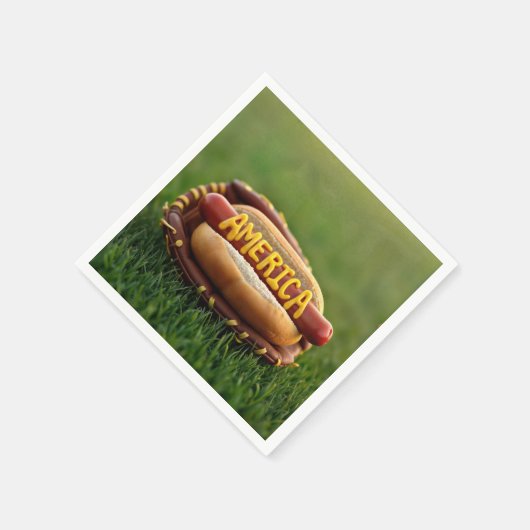4. Juli Hot Dog im Baseball Handschuh Serviette (Ecke)