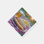 4. Juli Hot Dog mit Bier und Pommes Serviette (Ecke)