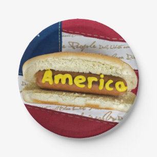 4. Juli Hot Dog Party Pappteller