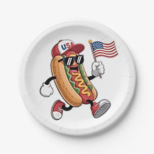 4. Juli Hotdog American Independence 1776 Pappteller