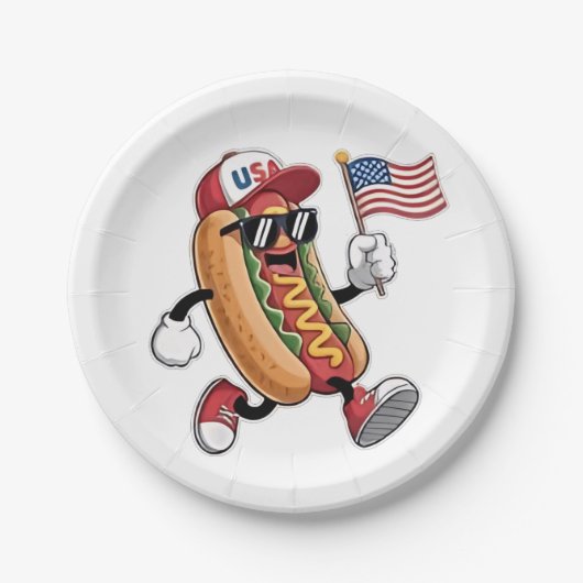 4. Juli Hotdog American Independence 1776 Pappteller (Vorderseite)