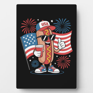 4. Juli Hotdog Amerikanische Flagge Patriotische F Fotoplatte