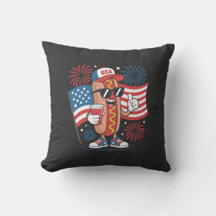 4. Juli Hotdog Amerikanische Flagge Patriotische F Kissen