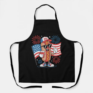 4. Juli Hotdog Amerikanische Flagge Patriotische F Schürze
