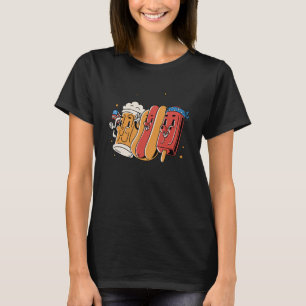 4. Juli  Hotdog Amerikanische Flagge Patriotischer T-Shirt