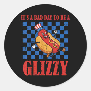 4. Juli Hotdog Bad Day zu glänzenden Funny Men wer Runder Aufkleber