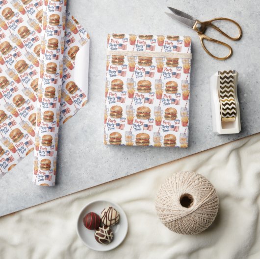 4. Juli Hotdog BBQ-Party Geschenkpapier (Kunsthandwerk)
