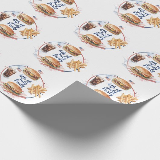 4. Juli Hotdog BBQ Party Geschenkpapier (Ecke)