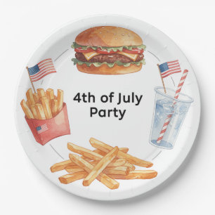 4. Juli Hotdog BBQ-Party Pappteller