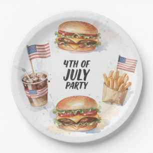4. Juli Hotdog BBQ-Party Pappteller