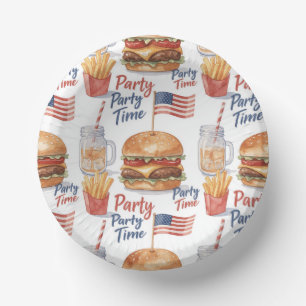 4. Juli Hotdog BBQ-Party Pappteller