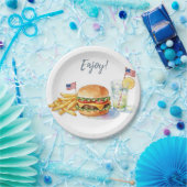 4. Juli Hotdog BBQ-Party Pappteller (Party)