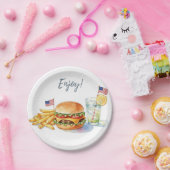 4. Juli Hotdog BBQ-Party Pappteller (Party)