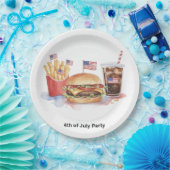 4. Juli Hotdog BBQ-Party Pappteller (Party)