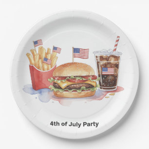 4. Juli Hotdog BBQ-Party Pappteller