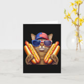 4. Juli Hotdog Cat Funny Patriotic Cat Usa Fla Karte (Gelbe Blume)
