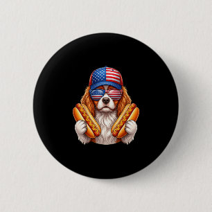 4. Juli Hotdog Cavalier King Charles Spaniel Button