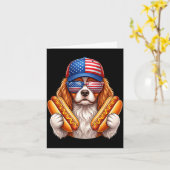 4. Juli Hotdog Cavalier King Charles Spaniel Karte (Gelbe Blume)