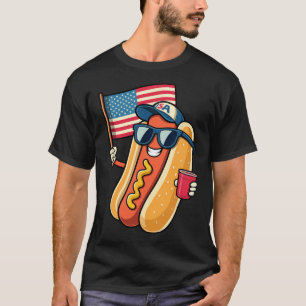4. Juli Hotdog Funny Amerikanische Unabhängigkeits T-Shirt