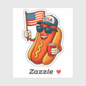 4. Juli Hotdog Funny Patriotic USA Flag Aufkleber (Blatt)