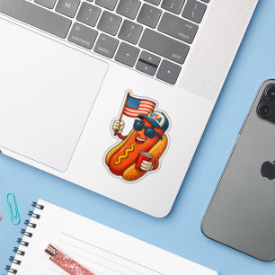 4. Juli Hotdog Funny Patriotic USA Flag Aufkleber