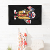 4. Juli Hotdog Funny Patriotic USA Flag Banner (Insitu)