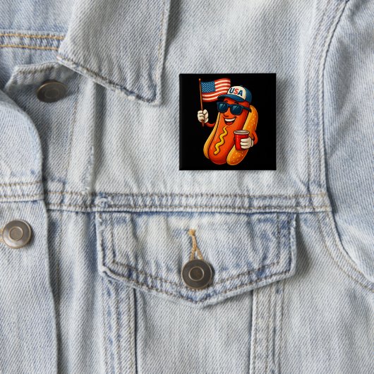 4. Juli Hotdog Funny Patriotic USA Flag Button (Beispiel)