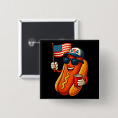 4. Juli Hotdog Funny Patriotic USA Flag Button (Vorne & Hinten)