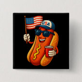 4. Juli Hotdog Funny Patriotic USA Flag Button (Vorderseite)