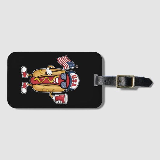 4. Juli Hotdog Funny Patriotic USA Flag Gepäckanhänger (Vorderseite (Horizontal))