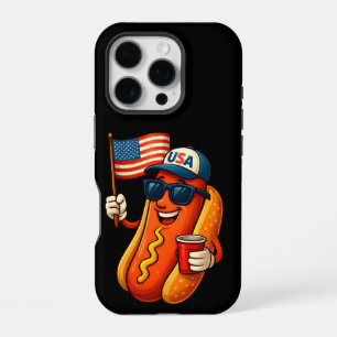 4. Juli Hotdog Funny Patriotic USA Flag iPhone 16 Pro Hülle