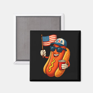 4. Juli Hotdog Funny Patriotic USA Flag Magnet