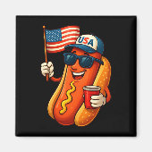 4. Juli Hotdog Funny Patriotic USA Flag Magnet (Vorne)