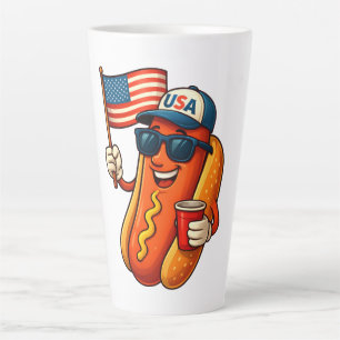 4. Juli Hotdog Funny Patriotic USA Flag Milchtasse
