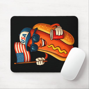 4. Juli Hotdog Funny Patriotic USA Flag Mousepad