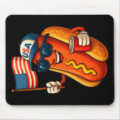 4. Juli Hotdog Funny Patriotic USA Flag Mousepad (Vorne)