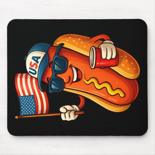 4. Juli Hotdog Funny Patriotic USA Flag Mousepad (Vorne)