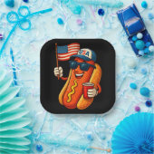 4. Juli Hotdog Funny Patriotic USA Flag Pappteller (Party)