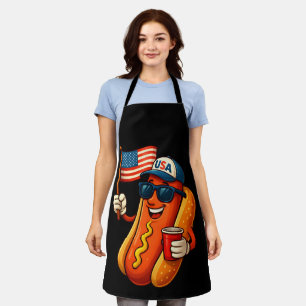 4. Juli Hotdog Funny Patriotic USA Flag Schürze