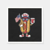 4. Juli Hotdog Funny Patriotic USA Flag Serviette (Vorderseite)