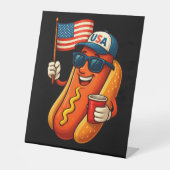 4. Juli Hotdog Funny Patriotic USA Flag Sockelschild (Vorderseite)