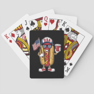 4. Juli Hotdog Funny Patriotic USA Flag Spielkarten